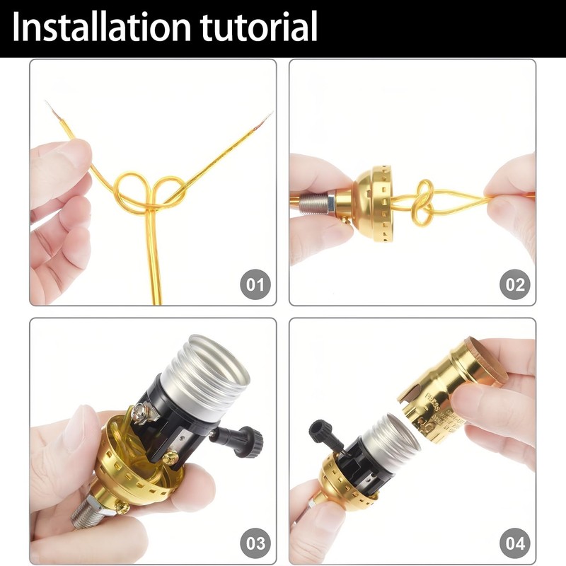 L&M Lamp Socket Replacement, E26 Threaded Base, Turn Knob for