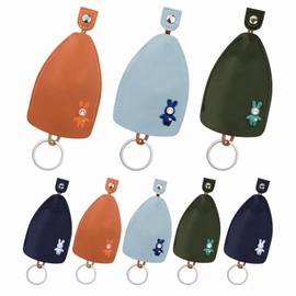 AfitLulu 8 Pcs Car Key Case PU Leather Key Sleeve for House Keys, Car Key, Creative Pull Out Style Key Bag Portable Car Key Holder Fashionable Key Pouch for Handbags for Women and Men (Style 1)