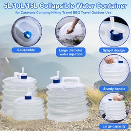 Garegce Water Container with Tap, 10L/15L, Collapsible Folding Water Carrier, Portable & BPA-Free Water Tank, Camping Essentials for Hiking Fishing Climbing Picnic BBQ Travel Outdoor Use (15L)