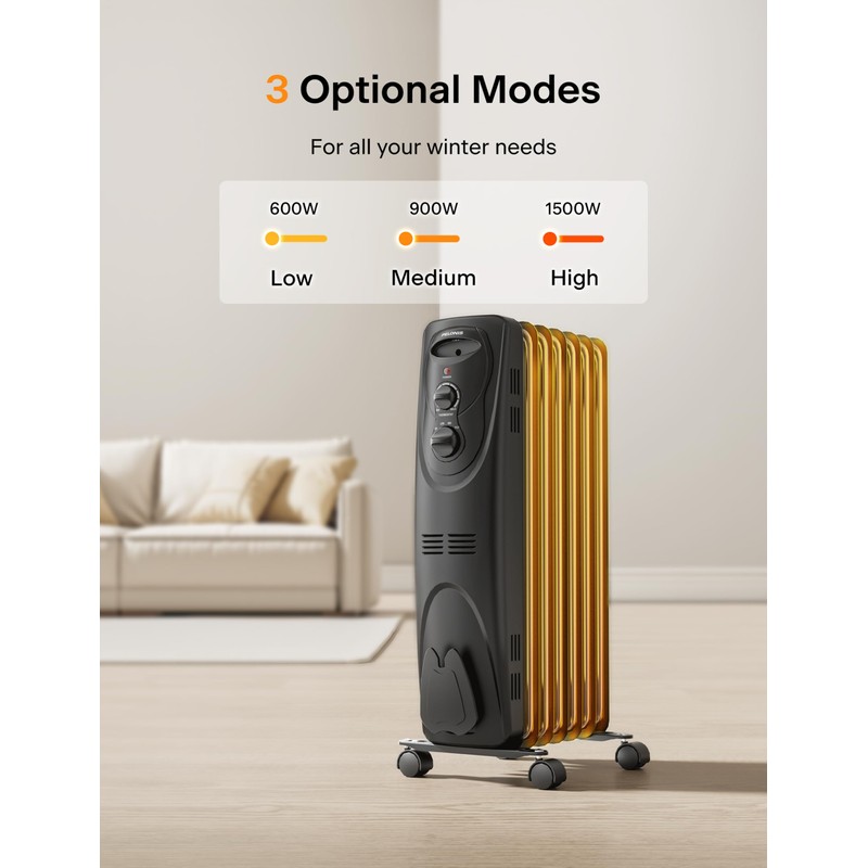 PELONIS Radiator Heater for Large Space, Electric Oil Filled Radiator,