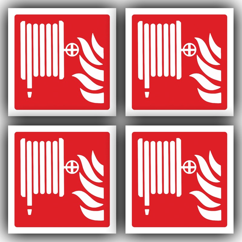 8-Pack - Fire Hose Reel Point Sticker Signs - Waterproof,