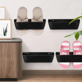 YUFFQOPC 4 Stück Schuhhalter Wand Wohnmobil,Schuhorganizer Camping mit Selbstklebend und Bohren,schuhhalter wandmontage Schwarz für Wohnmobil,Camping,Badezimmer,Wohnzimmer