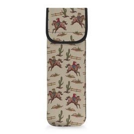 ZOUTAIRONG Heat Resistant Neoprene Curling Iron Holder Cover Bag Portable Flat Iron Holder 15.5 x 5 inch Hair Straightener Storage Pouch for Travel Gym Home Western Cowboy