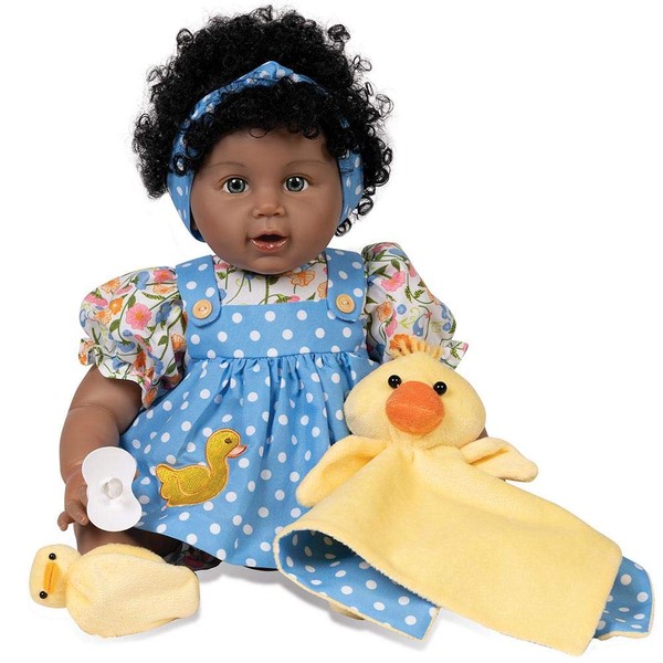 Paradise Galleries® Realistic Black Reborn Toddler Doll, Ping Lau Designer's Doll Collections, 20" Adorable African American Doll Made in SoftTouch Vinyl & 6-Piece Doll Accessories - Lucky Ducky