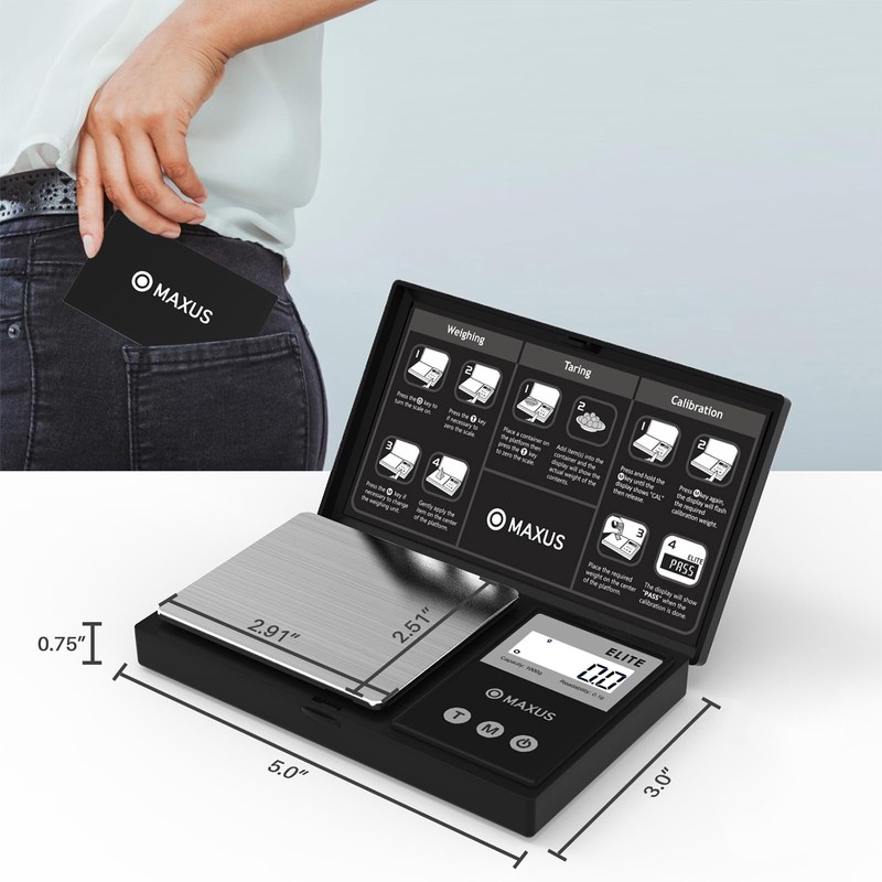 MAXUS Digital Gram Scale 1000g/0.1g, Small Food Scale with Backlit