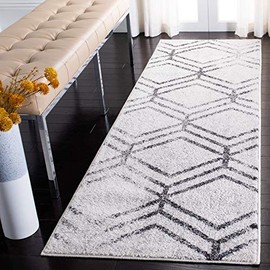 Safavieh Adirondack Collection ADR253A Modern Geometric Distressed Runner, 2'6" x 8' , Ivory / Grey