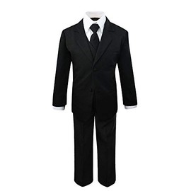 Luca Gabriel Toddler Boys' 5 Piece Classic Fit White Shirt No Tail Formal Dress Suit Set with Tie and Vest - Size 4