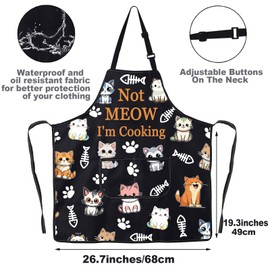 MYSOMY Cat Apron With Pockets Cat Pattern Apron Cat Cooking Apron Cat Baking Apron Not Meow I'm Cooking Cat Kitchen Aprons For Women (Not Meow UK)