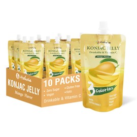 Hethstia Konjac Jelly Mango Flavor Squeeze Pouch, 10 Packs Mango Drinkable Jelly, Healthy Snacks, Fruit Sweet Jelly with Vitamin C, Keto, Low Calorie(3 Kcal), Healthy Food Gifts