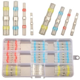 Feggizuli 100PCS Solder Seal Wire Connectors Heat Shrink Wire Connectors, Waterproof Solder Seal Heat Shrink Wire Terminal Connectors Kit Marine Grade Heat Shrink Connectors