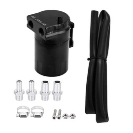 KIMISS Car Oil Catch Can Kit, Kit de tanque de respiración de depósito de aceite de motor de coche de aluminio universal(negro)