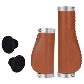 RIZES Ergo Grip Bicycle Handle Grips Cross Bike Short Gloves Half Bar End Brown Left and Right Set