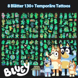 Luminous Tattoos for Children, 8 Sheets Temporary Tattoo for Boys Girls, Cartoon Children's Tattoos Decoration Children's Birthday, Birthday Party Gift Small, Skin-Friendly Temporary