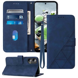 Moment Dextrad for Moto G 5G 2024 Case Wallet/G Play 5G 2024 Case,Card Holder Slots,Wrist Strap,TPU Interior Protective,Stand PU Leather Folio Flip Cover (Blue)