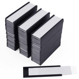 80Pcs Magnetic Label Holders, BOJVESH 3x1 inch C Channel Magnet Label Card Racks with 80 Clear Protective Films and 160 White Paper Strips for Office, Warehouse, Shelf, Cabinet