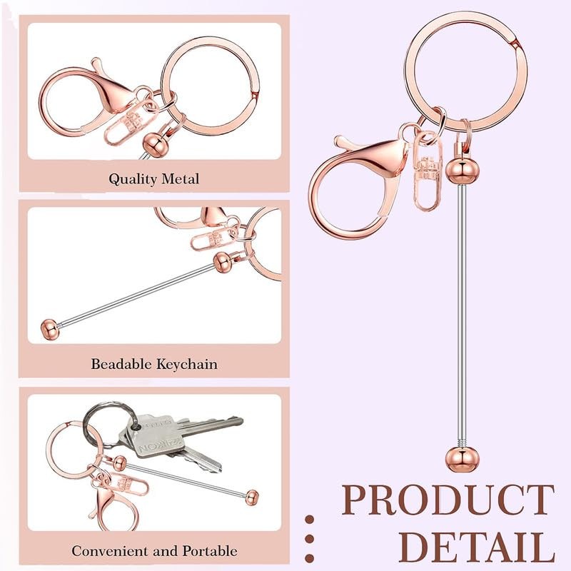 Sugiury 6 Pcs Beadable Keychain Bars Bulk for Beads DIY