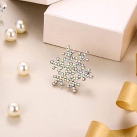 Ever Faith Women's Austrian Crystal Party Elegant Snowflake Brooch Pin Iridescent Clear AB Silver-Tone