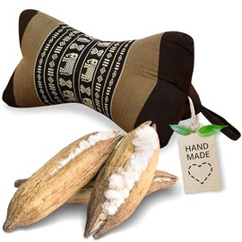 livasia neck support cushion bone shape - Ø 6x13″ - Neck cushion bone shape, Sofa cushion, Reading cushion kapok, for garden balcony, Travel cushion hand made (Brown/Elephants)