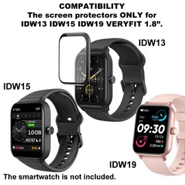 smaate 3D Screen Protector Compatible with IDW13 1.8” of Woneligo, Faweio, Amzhero, TOOBUR, VRPEFIT, Konitee, Gydom, IDW19 of MILOUZ, and IDW15 of Fitpolo TMHAI 1.8" VERYFIT Smart Watch