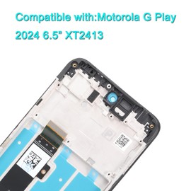 LCD Screen Replacement for Motorola Moto G Play 2024 6.5” XT2413 XT2413-1 XT2413-2 XT2413V Assembly LCD Display Touch Screen Digitizer with Frame Repair Tools