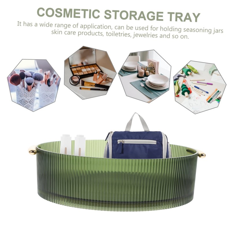 GLEAVI Rotating Makeup Organizer Tray Round Spice Rack Kitchen Organizer