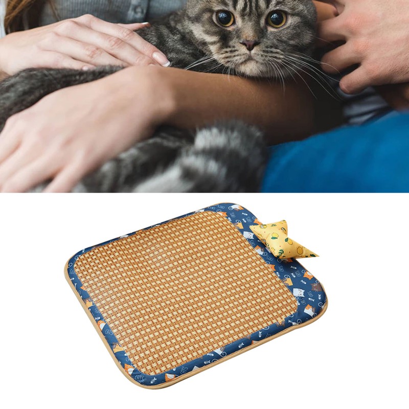 Dog Rattan Cooling Mat Bite Resistant Comfortable Breathable Cat Cooling