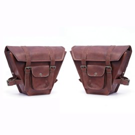 VISHWA CUERO ART Motorcycle Saddle Bag Side Bags Genuine Leather 1 pair (brown)