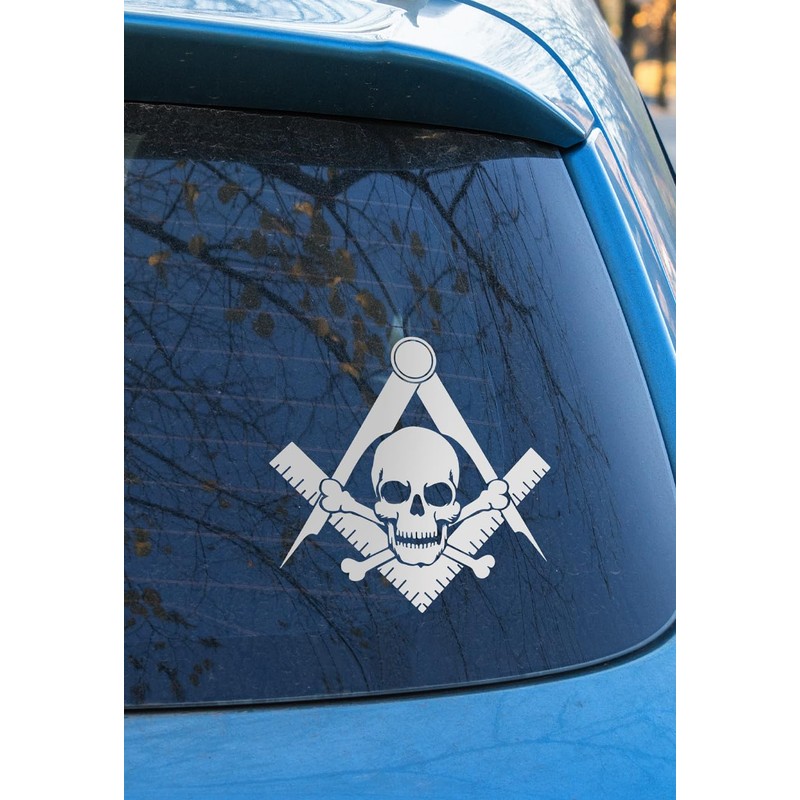 Widow's Son Square & Compass Masonic Vinyl Decal - [White][6