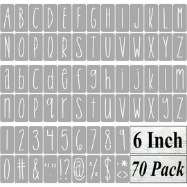 6 Inch Alphabet Letter Stencils for Painting - 70 Pack Letter and Number Stencil Templates with Signs for Painting on Wood, Reusable Skinny Letters Stencils for Chalkboard Wood Signs & Wall Art