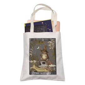 Tarot Lover Gift XV The Wizard Shopping Bag Retro Forest Frog Witch Tarot Tote Bag (XV The Wizard)