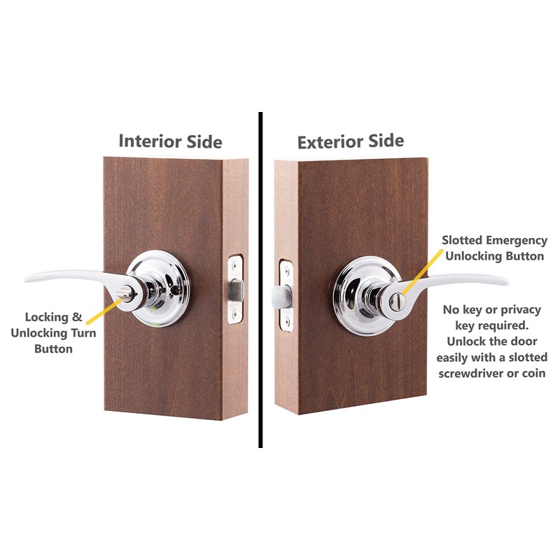 Copper Creek KL2230PS Scandinavian Privacy Kash Non-Handed Lever, Polished Stainless