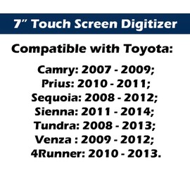 Goodsby Touch Screen Digitizer 7" Compatible Replacement for Toyota Camry Prius Sequoia Sienna Tundra Venza 4Runner Radio Stereo JBL Car Radio Navigation 8-pin Part# LQ070T5GA01 E7022