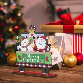 ALLY-MAGIC Christmas Wooden Centerpiece Sign, Christmas Table Decorations, Christmas Santa Clause Sign for Winter Xmas Party Table Top Home Shelf Decoration, for Kids and Girls Y3QCBJ (A)