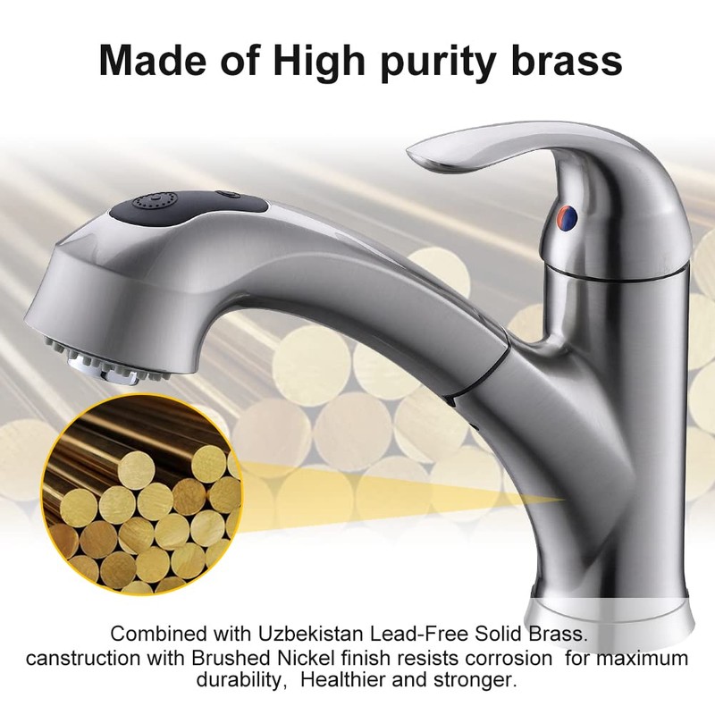 Kitchen Faucet with Sprayer, Brushed Nickel Kitchen Sink Faucet with
