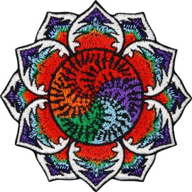 Lotus Flower Mandala Sew-On / Iron-On Embroidered Artwork, Lotus Patch/Sticker for Sewing/Iron-on, Yoga Emblem Jeans Patches for All Fabrics, 80 x 80 mm