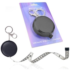 WAISTMEUP Tape Measure for Body Measuring Tape Double Scale Body Sewing Flexible Ruler for Medical Tailor Craft Ruler, Retractable Key Chain Mini Tape Measure 120 Inches/300cm (Black)