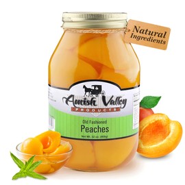 Amish Valley Products Old Fashioned Peaches Halves Canned Jarred in 32 oz Glass Jar (1 Quart Jar - 32 oz)