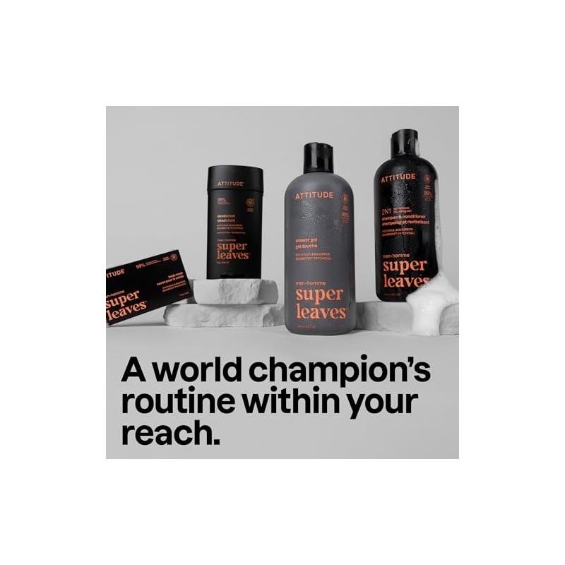 Attitude Men's Patchouli & Bourbon Shower Gel, 415 ML