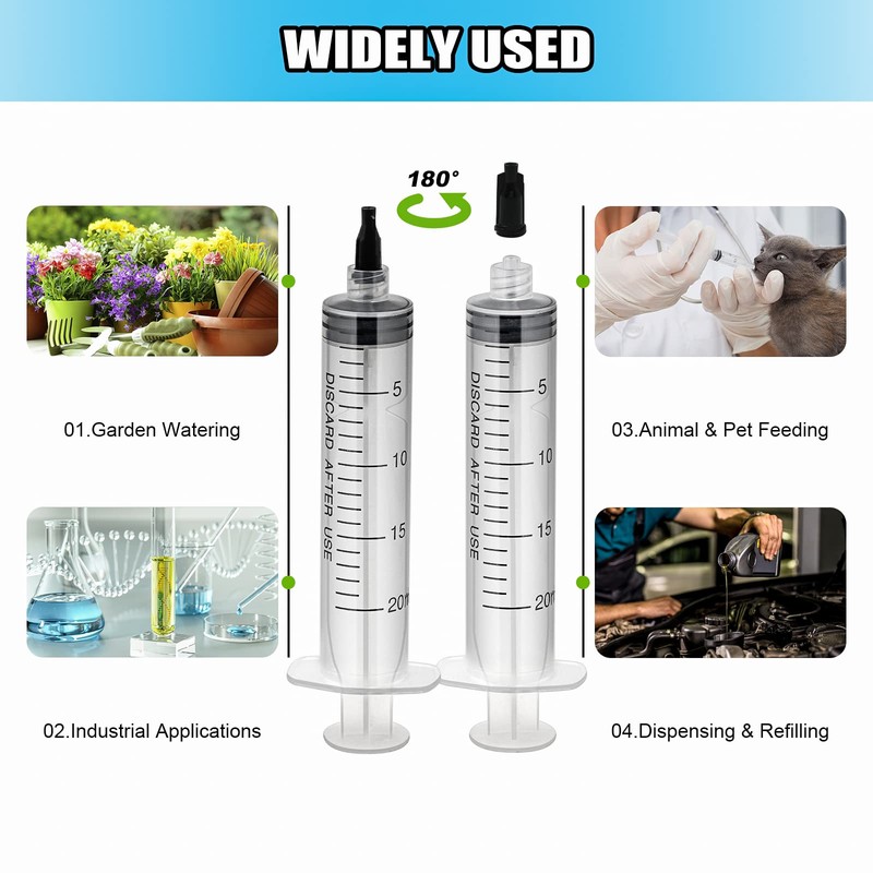 30 Pack 20ml Plastic Syringes with Tube, Luer Lock Syringes