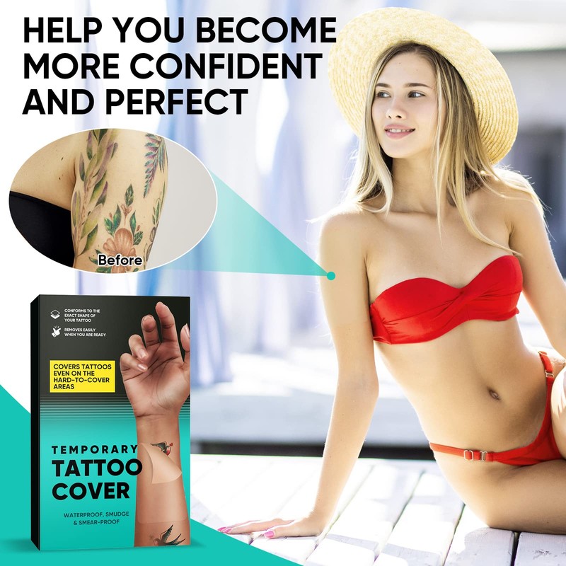 iTecFreely Tattoo-Cover-Up Sweatproof-Waterproof-Tattoo-Cover-Up-Tape Ultra-Thin-Invisible-Breathable-Patch-Concealer-Sticker-Suitable-for-Spot-and-Scar