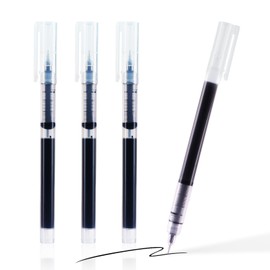 SMOOTHERPRO Rollerball Pens | 0.5mm Fine Point | Ballpoint Pen Set | Quick Drying Gel Pens for Writing and Drawing | Stationery for Home School (CGP003BK) | Black | 3 Pack