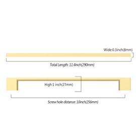 KNOKLOCK 10 Pack 10 Inch(256mm) Kitchen Cabinet Handles Brushed Gold Cabinet Pulls Kitchen Cabinet Hardware Drawer Pulls for Cupboard Wardrobe