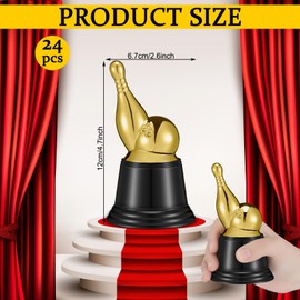 Landical 24 Pcs Bowling Trophies Bulk 5.1 Inch Mini Bowling Pins Gold Plastic Strike Funny Award Trophy with Black Base for Party Decorations Graduation Awards Prize Winner Gift Competition