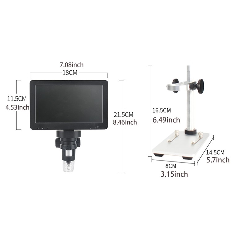 DM9 7'' LCD Digital Microscope 1200X, 1080P Coin Microscope Magnifier,
