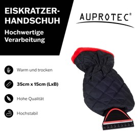 AUPROTEC Ice Scraper Lined with Glove, Warming Snow Scraper Car with Glove, Windscreen Scraper Car with Icebreaker Edge and Elastic Band, Black/Red