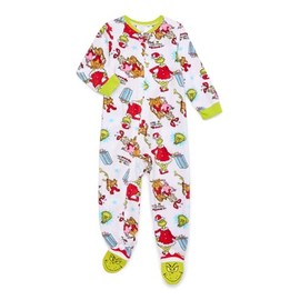 Toddler Grinch, Cindy Lou and Max Christmas Character Fleece One-Piece Footed Sleeper, 5T White