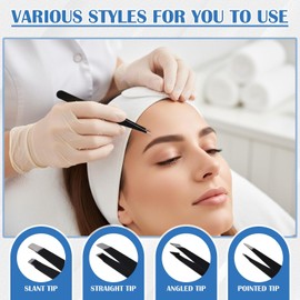 Nivofu Juego de Pinzas de Depilar para Cejas, Juego de Pinzas para Cejas para Mujer, 7 Pinzas Kit para Cejas Profesional con Tijeras Curvadas Bolsa de Almacenamiento Diseño Antideslizante Seguro
