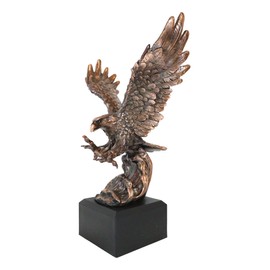 Ebros 11.25" H Wings of Glory Heraldic Bald Eagle Swooping with Bared Claws Over Sea Waves Figurine in Bronze Electroplated Resin Finish with Museum Gallery Base Patriotic American Emblem Eagles