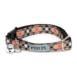 The Worthy Dog Bias Buffalo Plaid Adjustable Designer Nylon Webbing Pet Dog Collar, Fits Small, Medium and Large Dogs