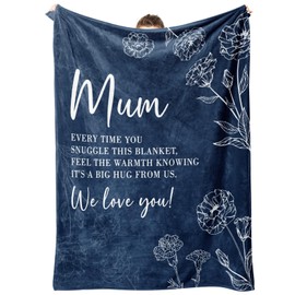 Niyewsor Gifts for Mum Blanket, Mum Birthday Gifts from Daughter Son, Christmas Mothers Day Birthday Presents for Mother Mums Mummy 60" x 50", Blue
